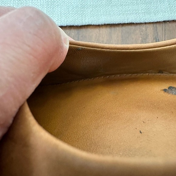 TORY BURCH Tiffy Two Tone Leather Wedge Pumps Cap Toe in Tan White - Picture 10 of 14